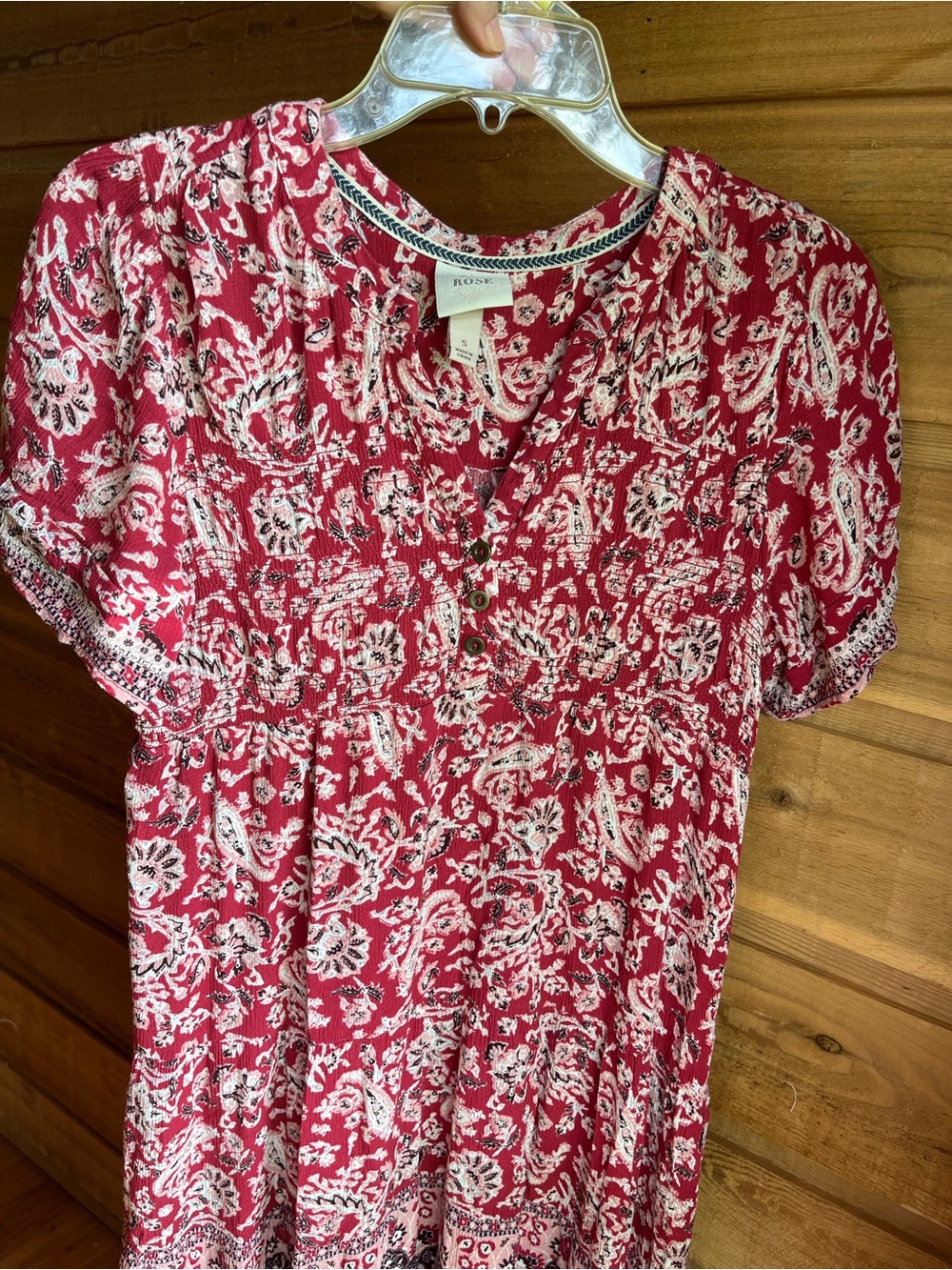 KNOX ROSE - Boho Red Floral Midi Dress Lightweight Summer Dress - Picture 8 of 11